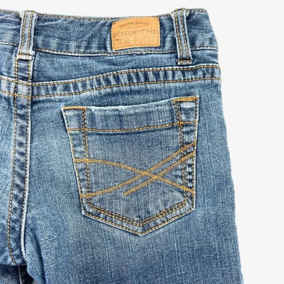Vintage Y2K Aeropostale Skinny Flare Jeans Womens 3/4 Low Rise Distressed - Picture 6 of 11